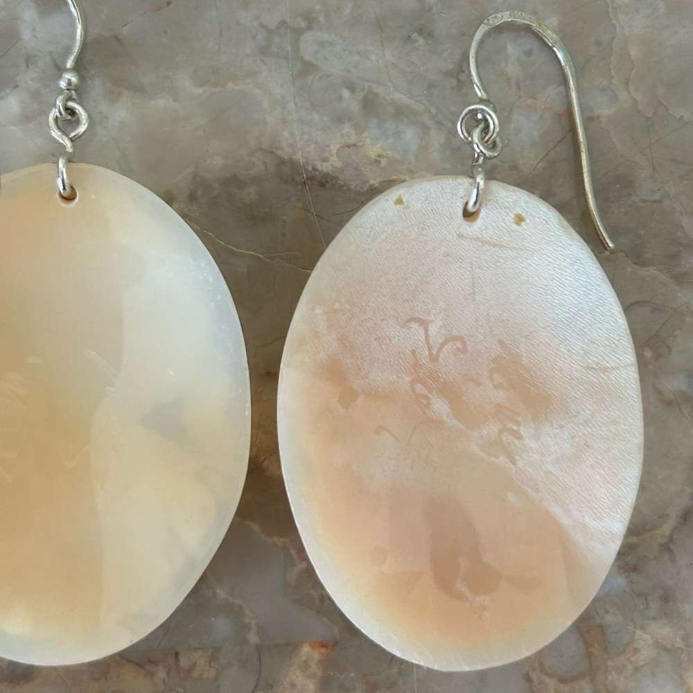 Italian Carved Shell Cameo M&M Scognamilio 925 Earrings - Picture 3 of 4